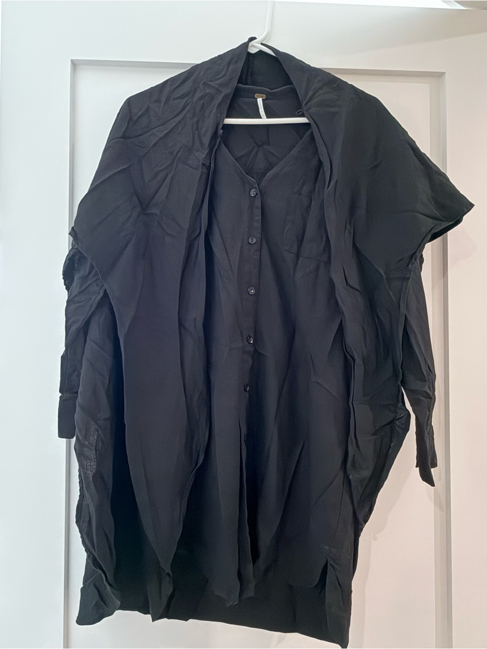 Black Long-Sleeve Button-Front Women's Dress